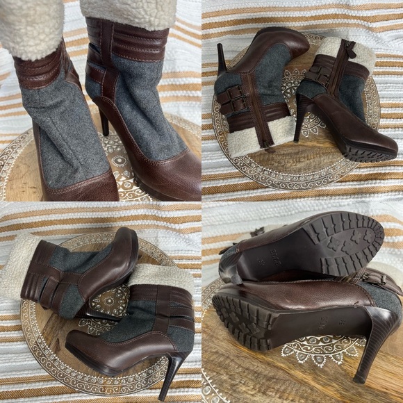 Elle‎ Faux Fur & Wool Sherpa Lined Zip-Up Buckle Boots | Size 6.5M - Picture 17 of 17